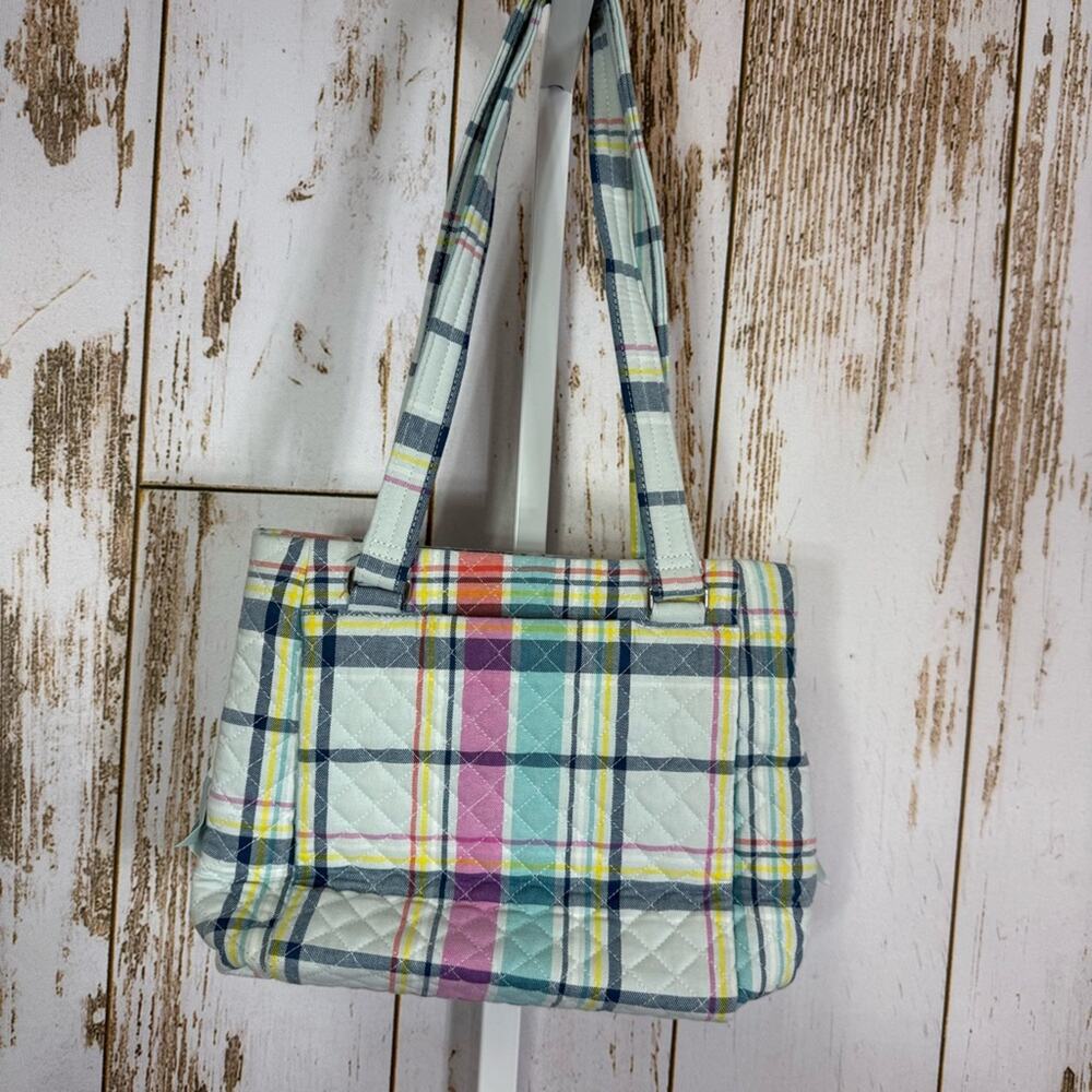 Vera Bradley, Multi Compartment Colorful Pastel Plaid Shoulder Bag Spring Summer - Picture 4 of 13